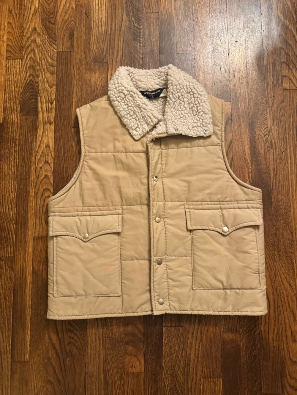 Vintage sports master sheepskined lined vest size large